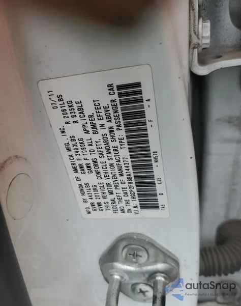 2011 Honda Accord Exl from USA, damaged, VIN 1HGCP2F88BA144377